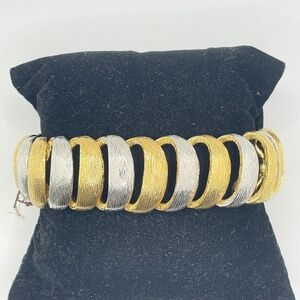 Les Bernard NWT Textured Silver and Gold Tone Link Vintage Bracelet